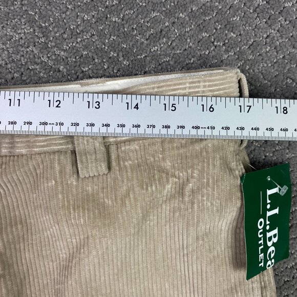 LL Bean Country Corduroy Pants Men's 34 x 34 Khaki Cotton Wide Wale Flat Front - Picture 10 of 14